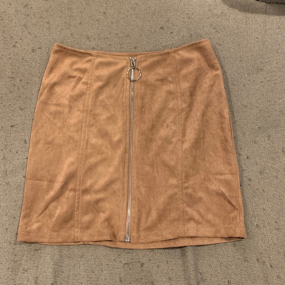 Light brown faux suede skirt